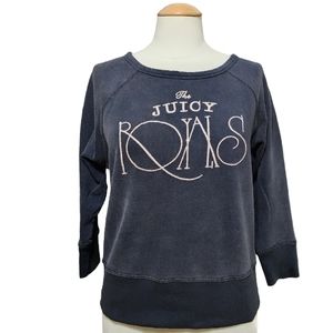Juicy Couture The Royals Gray Pink Y2K Crop Sweatshirt Top Womens S